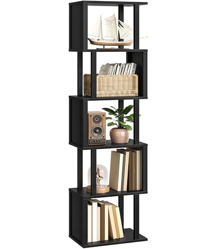 S-Shaped 5-Tier Bookshelf, 58.1-Inch Tall Bookcase with Anti-Tip Kit, view 3