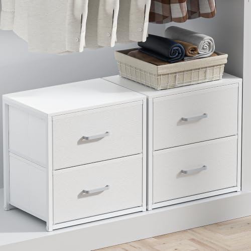 2 Pack Stackable Storage Drawers, Closet Drawers, White, view 2