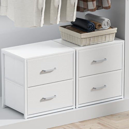 2 Pack Stackable Storage Drawers, Closet Drawers, White, view 2
