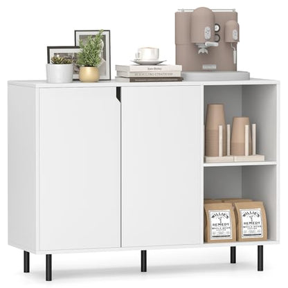 42” Sideboard Buffet Cabinet, Modern Kitchen Storage Cabinet with 2 Doors & Adjustable Shelves, Anti-Toppling Kit, Coffee Bar for Kitchen, Entryway