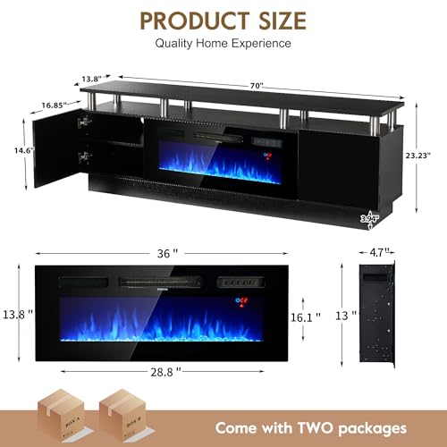 80" Fireplace TV Stand for TVs UP to 90", view 3