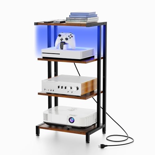 X-cosrack 16.5" Small 4-Tier AV Media Stand with Power Strips, view 4