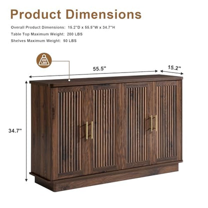 Modern Sideboard Buffet Cabinet with Storage, Walnut, view 3