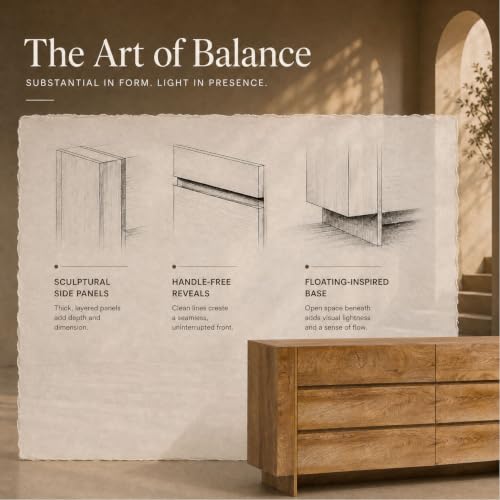 60" Modern 6 Drawer Dresser for Bedroom, 20" Depth for More Storage, view 4