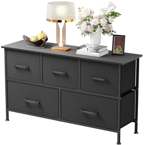 PayLessHere | 5-Drawer Fabric Dresser | Black | 80lbs Load Capacity, view 2