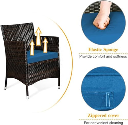 4-Piece Rattan Patio Set, Outdoor/Indoor Wicker Conversation Set for Pool, Backyard, Lawn, Wicker Chairs and Sofa with Soft Cushion, Rattan Furniture with Tempered Glass Coffee Table