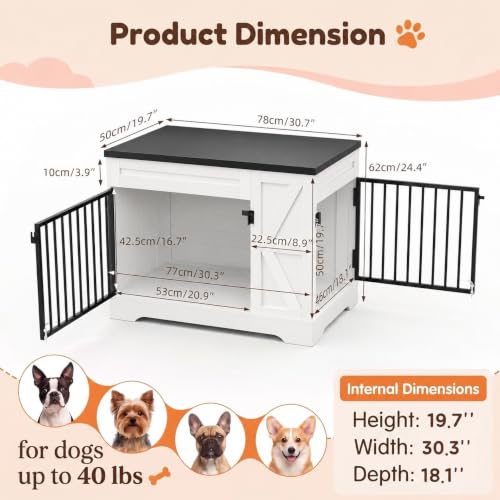 Small Dog Crate Furniture End Table, Indoor Dog Kennel, Double Door Design, view 3