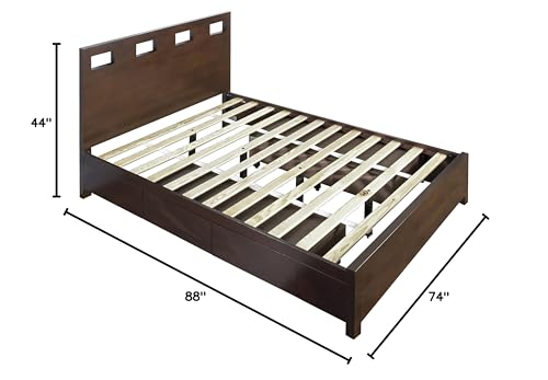 Solid Wood 2-Side Storage Bed, California King, Riva - Chocolate Brown