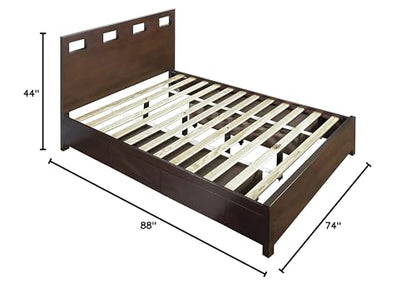 Solid Wood 2-Side Storage Bed, California King, Riva - Chocolate Brown