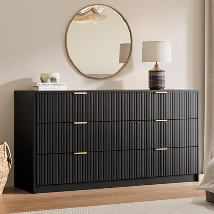 Black 6 Drawer Dresser for Bedroom, view 4