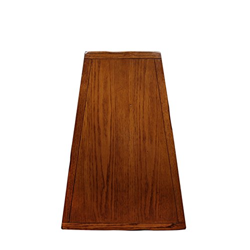 Slate End Table, Solid Wood, Narrow Wedge Shape, Slate Tile Insets, Bottom Display Shelf, Easy-Assembly, Rustic Oak, 23.5 in. L x 17 in. W x 24 in. H, 10056
