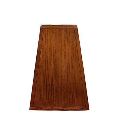Slate End Table, Solid Wood, Narrow Wedge Shape, Slate Tile Insets, Bottom Display Shelf, Easy-Assembly, Rustic Oak, 23.5 in. L x 17 in. W x 24 in. H, 10056