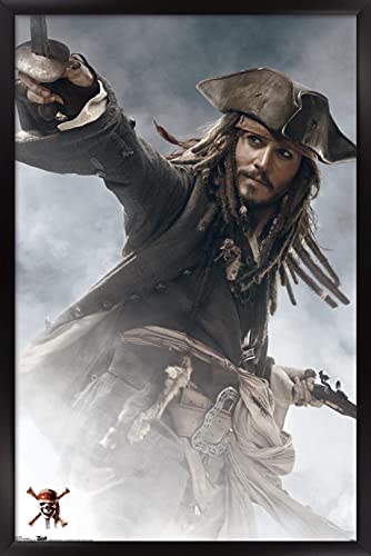 Disney Pirates of the Caribbean: At World's End - Jack Sparrow Wall Poster, 22.375" x 34", Black Framed Version