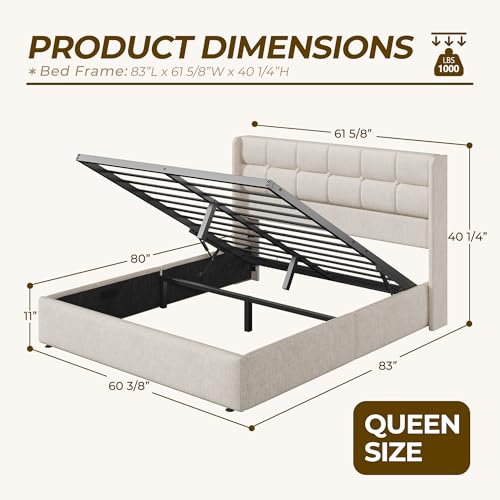 Queen Size Lift Up Storage Bed Frame, view 3