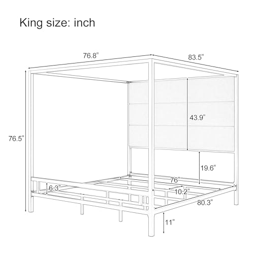 LUMISOL Gold Canopy Bed Frame King, view 3