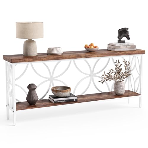 Sofa Table, 70.9 Inch Industrial Behind Couch Table with Storage Shelves, Narrow Long Console Table for Entryway, Living Room, Foyer, Hallway, Office