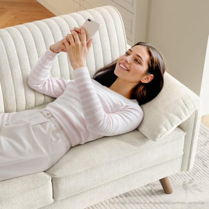 64.5" Loveseat Sofa, Chenille Loveseat Couch for Living Room, 23.2" Deep Seat Love Seat with Padded Arms, Comfy Modern Small Couches for Bedroom, Small Spaces, Dorms, Office, Beige