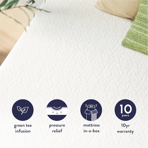 10 inch Queen Mattress Bed-In-A-Box, Green Tea Memory Foam, White, view 6