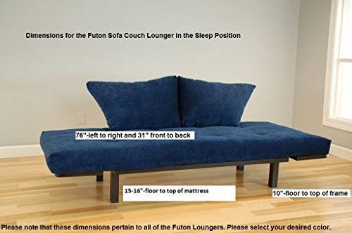 Best Futon Lounger Sit Lounge Sleep Smaller Size Furniture is Perfect for College Dorm Bedroom Studio Apartment Guest Room Covered Patio Porch. Key Kitty Key Chain Included. (Black)