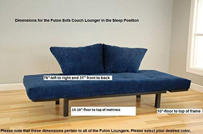 Best Futon Lounger Sit Lounge Sleep Smaller Size Furniture is Perfect for College Dorm Bedroom Studio Apartment Guest Room Covered Patio Porch. Key Kitty Key Chain Included. (Black)