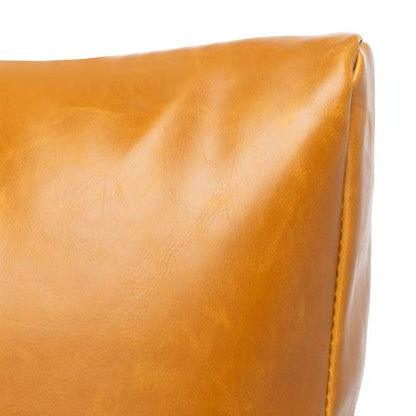 Safavieh Home Oslo Mid-Century Caramel Brown Faux Leather and Natural Arm Chair