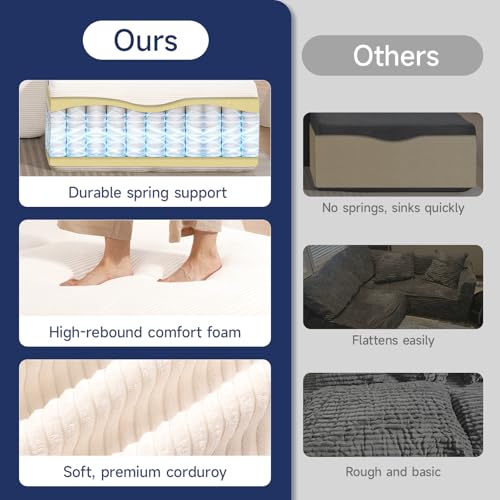2025 New 108" Cloud Couch Sectional, Comfy Boneless Modular Sectional Sofa with L-Shaped Chaise, Deep Seat Couch for Living Room, No Assembly Required (Beige, Right Facing Chaise)