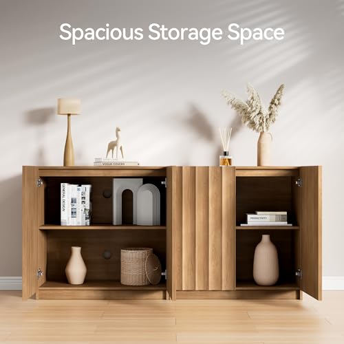 Fluted Sideboard Buffet Cabinet with Storage, view 5