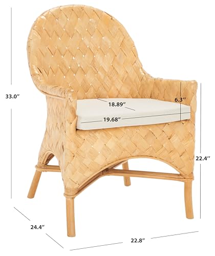 Home Collection Chorus Tropical Natural Honey Rattan Woven Dining Chair with Cushion (Fully Assembled)