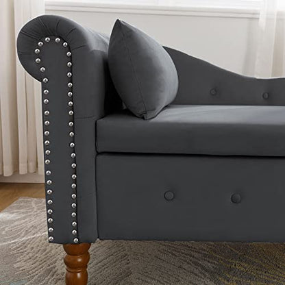LUMISOL Modern Velvet Chaise Lounge with Storage, view 8