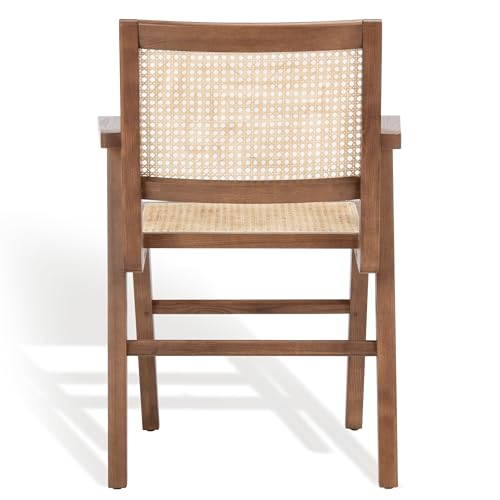 SAFAVIEH Couture Home Collection Hattie Walnut/Natural French Cane Living Room Dining Arm Chair (Set of 2) SFV4115D-SET2
