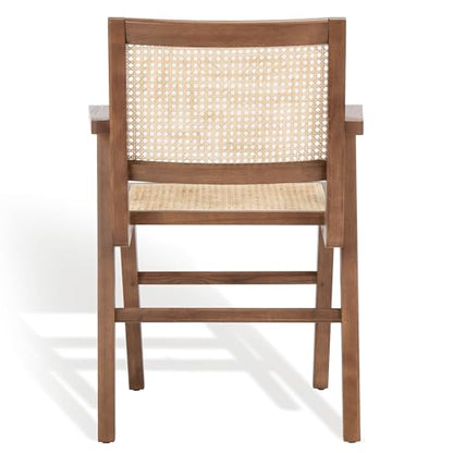 SAFAVIEH Couture Home Collection Hattie Walnut/Natural French Cane Living Room Dining Arm Chair (Set of 2) SFV4115D-SET2