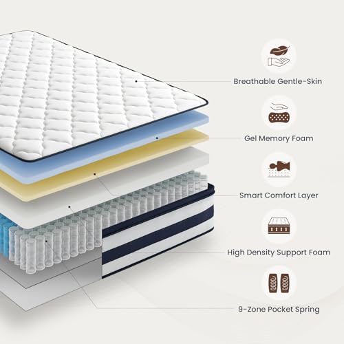 Full Mattress, 12 Inch Gel Memory Foam Sprung Hybrid Mattress, view 4