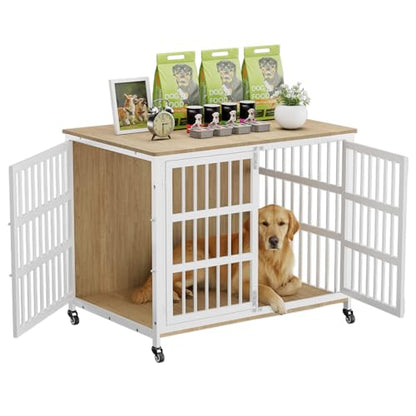 42" Furniture Style Large Dog Crate with Wheels, view 2