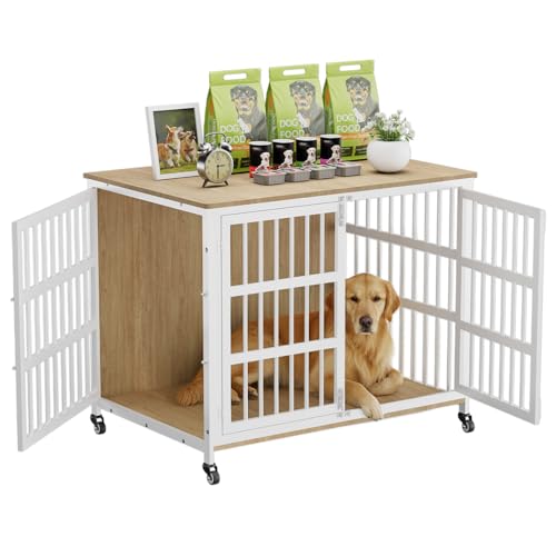 42" Furniture Style Large Dog Crate with Wheels, view 2