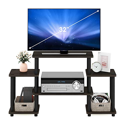 Turn-N-Tube No Tools Entertainment TV Stands, Dark Brown/Black
