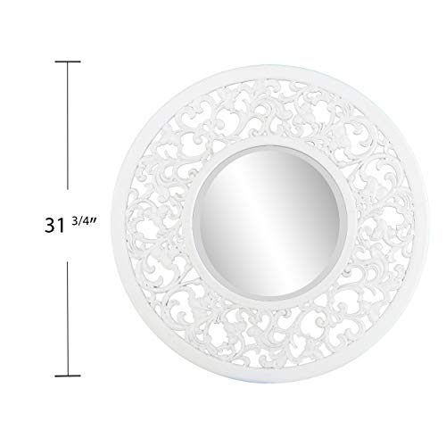 Kinior Decorative Wall Mirror - Transitional Design, White Finish - Fully Assembled - Ideal for Bathroom, Entryway (WS1092317)