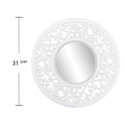 Kinior Decorative Wall Mirror - Transitional Design, White Finish - Fully Assembled - Ideal for Bathroom, Entryway (WS1092317)