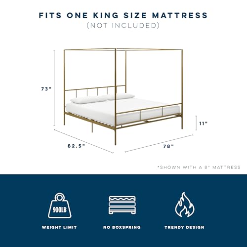 Marion Canopy Bed, King, Gold, view 4