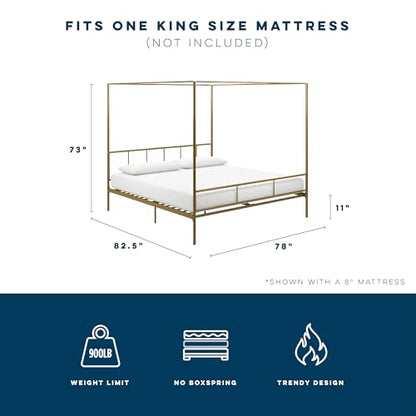 Marion Canopy Bed, King, Gold, view 4