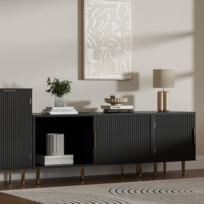55" Combined Modern TV Stand for 55/60/65 Inch TV, Black, view 6