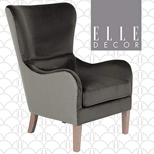 Modern Farmhouse Wingback Chair, Dark Gray/Gray