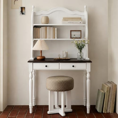 Vintage Writing Desk with Hutch, Drawers and Storage Shelves, view 4