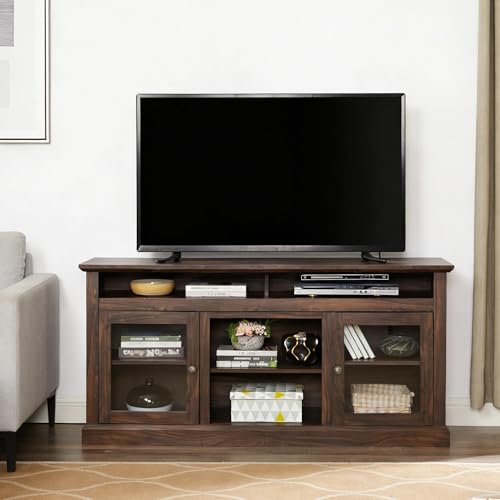 Farmhouse TV Stand for 65 Inch TV, Wide Entertainment Center, Brown, view 2