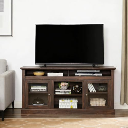 Farmhouse TV Stand for 65 Inch TV, Wide Entertainment Center, Brown, view 2