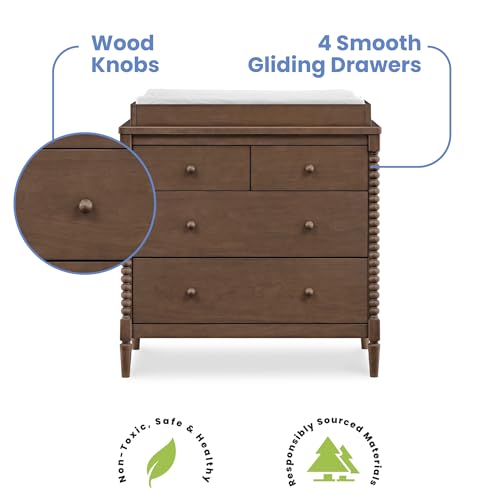 Saint 4 Drawer Dresser with Changing Top and Interlocking Drawers, Teak Brown, view 5