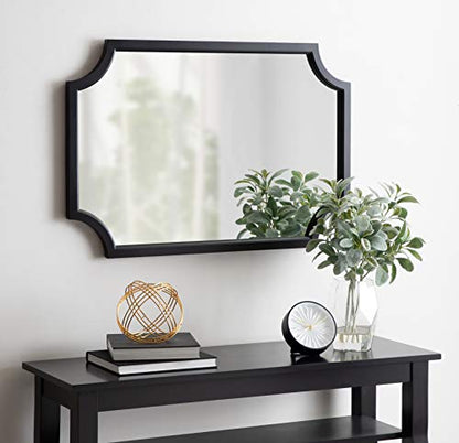 Hogan Wood Framed Mirror with Scallop Corners, 24 x 36, Black
