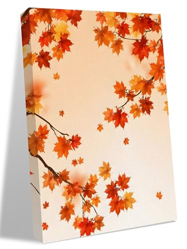 NuYeBiofx Thanksgiving Holiday Maple Leaf Canvas Wall Art Prints,30"x20" Framed Picture Artwork Fall Hanging Branch Printed Canvas Oil Painting for Living Room Bedroom Office,Ready to Hang