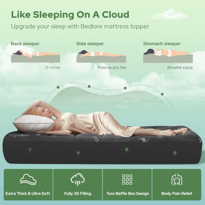 Twin XL Mattress Topper, Pillow Top Mattress Pad, view 5