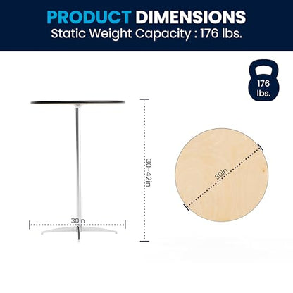 Lars 30" Round Cocktail Table with 30" and 42" Columns, Adjustable Standard or Bar Height Round Table for Events or Home Use, Natural