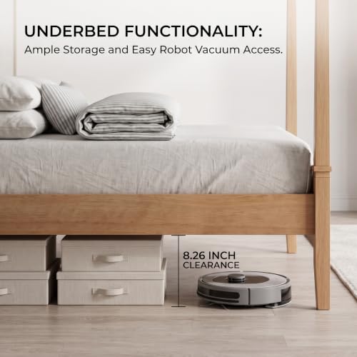 King Canopy Bed Frame with Headboard, 4-Poster Platform Bed, view 5